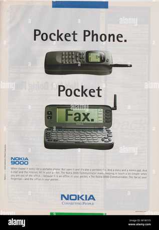 plakat werbung nokia 9000 communicator phone zeitschrift 1997 nokia connecting people slogan pocket telefon werbung von 1990 s w1w1y5